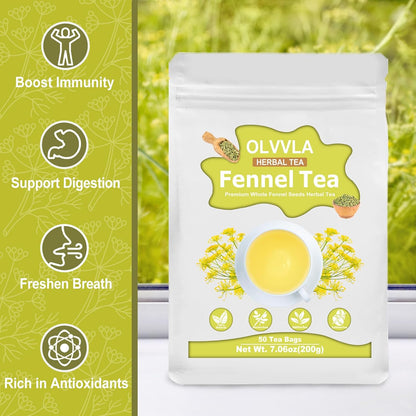 Olvvla - Fennel Tea Bags - 4g X 50 Count - Pure Whole Fennel Seeds