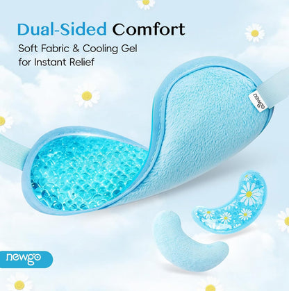 NEWGO Cooling Eye Mask for Puffy Eyes, Cold Eye Mask Eye Ice Pack for After Eyes Surgery, Tension Stress Relief, Itchy Eyes, Headaches, Dark Circles - Blue