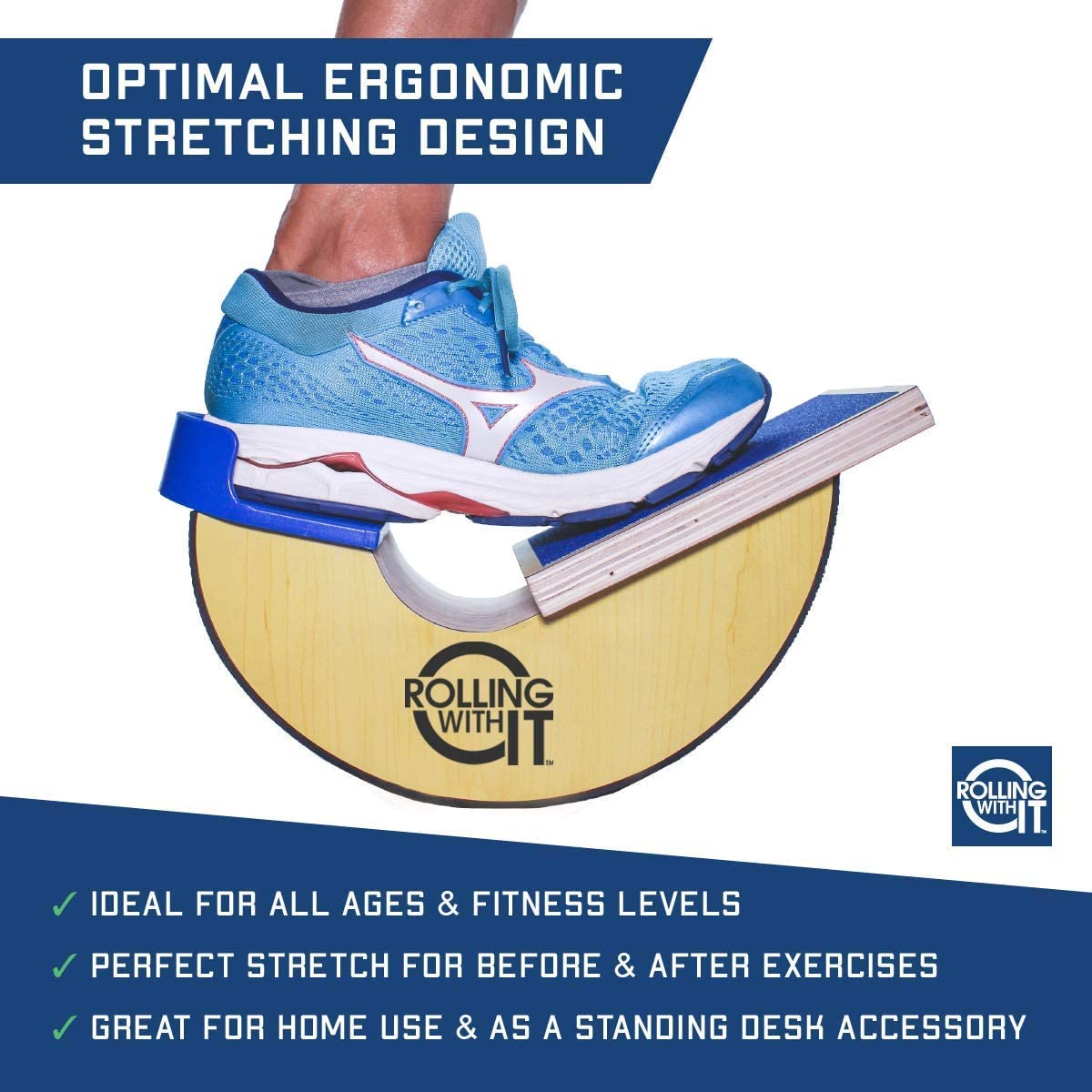Rolling With It Premium Calf Stretcher and Foot Rocker for Plantar Fasciitis Relief, Achilles Tendonitis, Increase Mobility and Flexibility, Improve Range of Motion With our Foot Stretcher