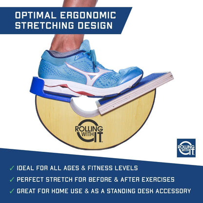 Rolling With It Premium Calf Stretcher and Foot Rocker for Plantar Fasciitis Relief, Achilles Tendonitis, Increase Mobility and Flexibility, Improve Range of Motion With our Foot Stretcher