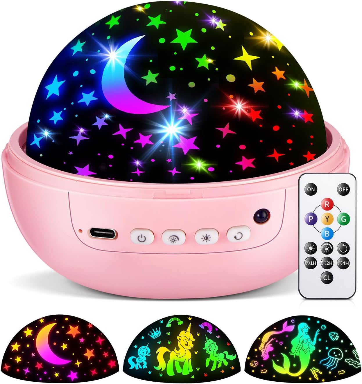 COOLNIGHT Night Light for Kids,93 Lighting+3 Films Kids Night Light Projector,Remote+Dimmable Star Projector,360° Ceiling Stars Glow in The Dark Stars,Christmas Gifts for 4 Year Old Boy Birthday Gift