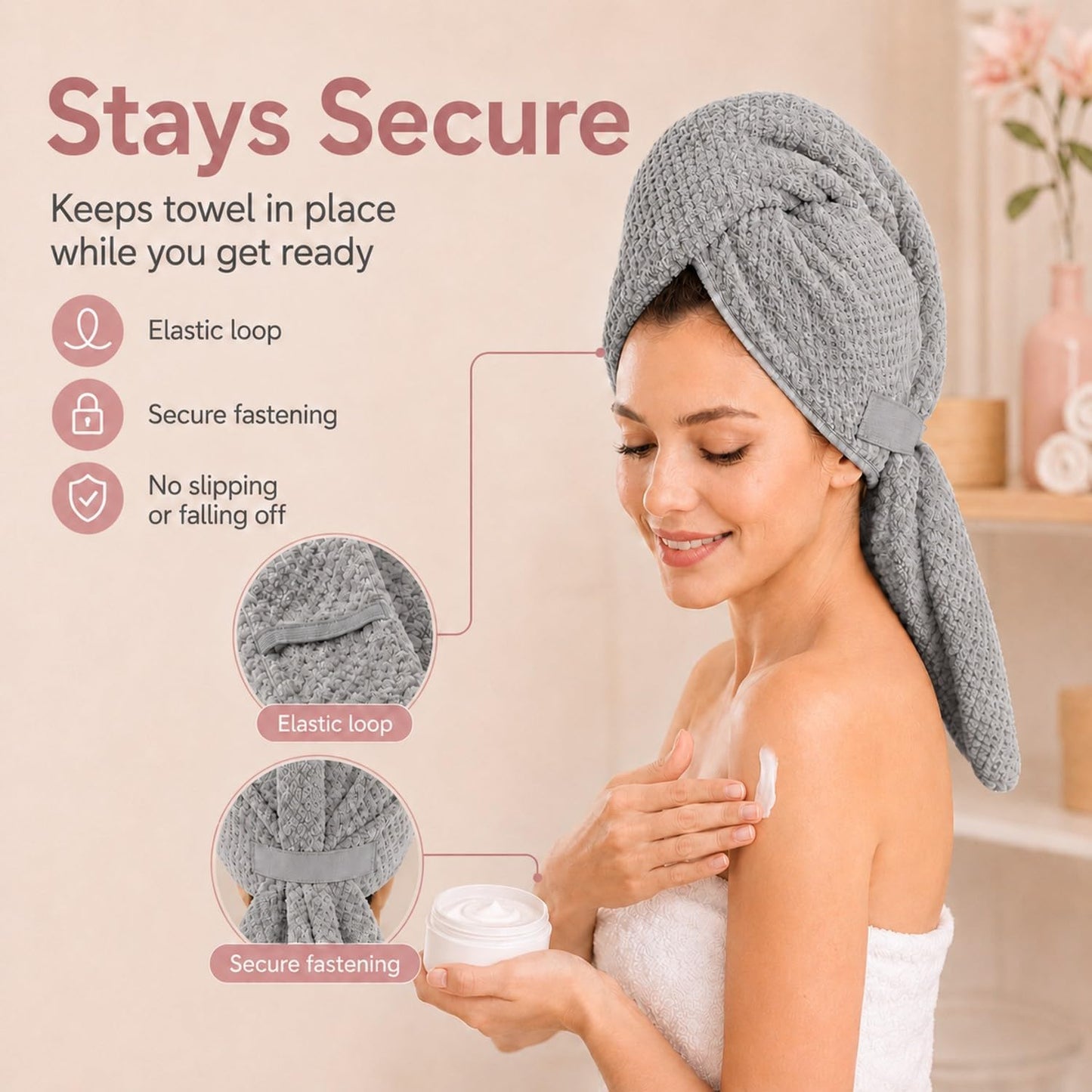 Large Hair Towel Wrap for Women, Quick-Dry Turban, Ultra Absorbent & Anti-Frizz, Ideal for Long, Thick & Curly Hair, Soft Lightweight Microfiber Drying Towel (24x42, Blue)