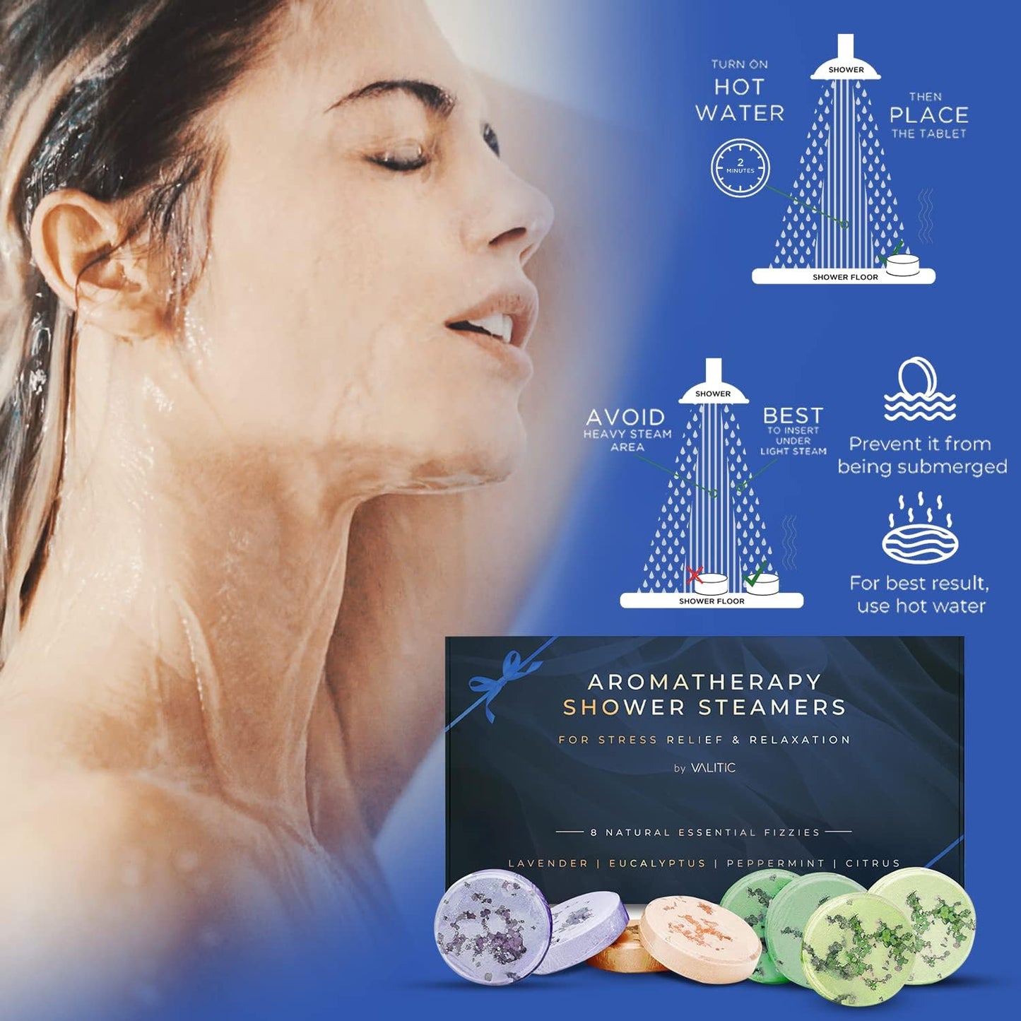 VALITIC Aromatherapy Shower Steamers, Pods for Shower Spa Gift, 4 Scents