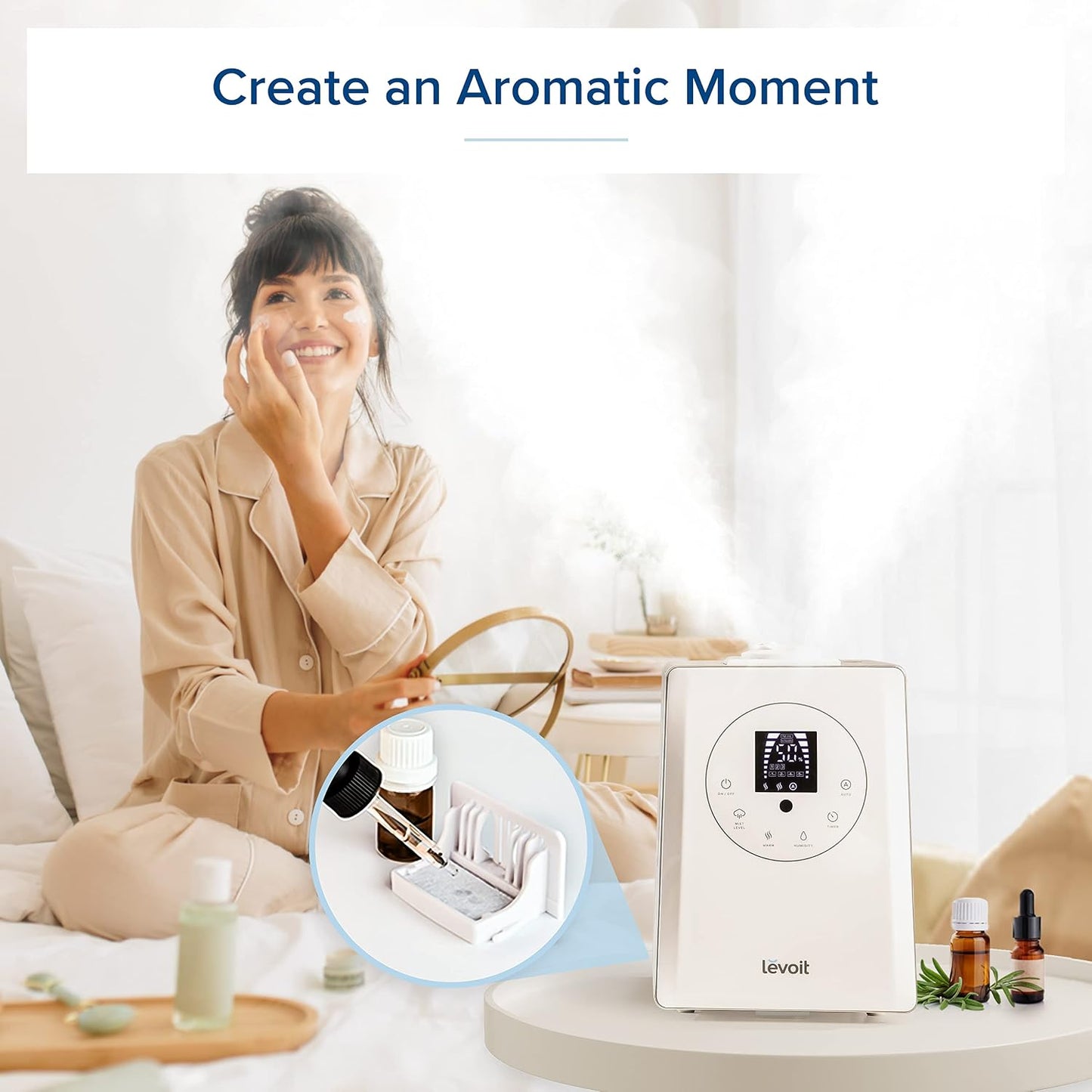 LEVOIT OasisMist 1000S (10L) Smart Humidifier for Home Large Room Bedroom, Last 100 Hours Suitable for Indoor Plant, Cover up to 600ft², Easy Top Fill, Remoter & Voice Control, Auto Mode, Quiet, White