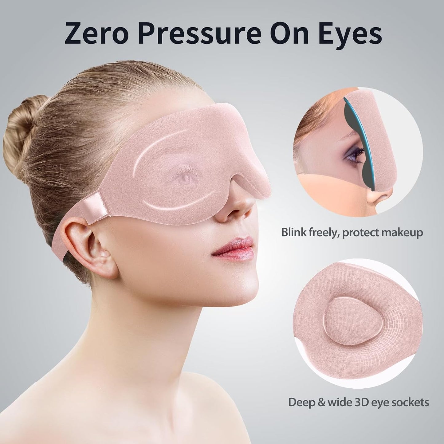NEWVANGA Sleep Mask for Back and Side Sleeper, Block Out Light, Luxury Sleeping Eye Mask of 3D Night Blindfold, Zero Pressure Breathable Travel Eye Cover Black