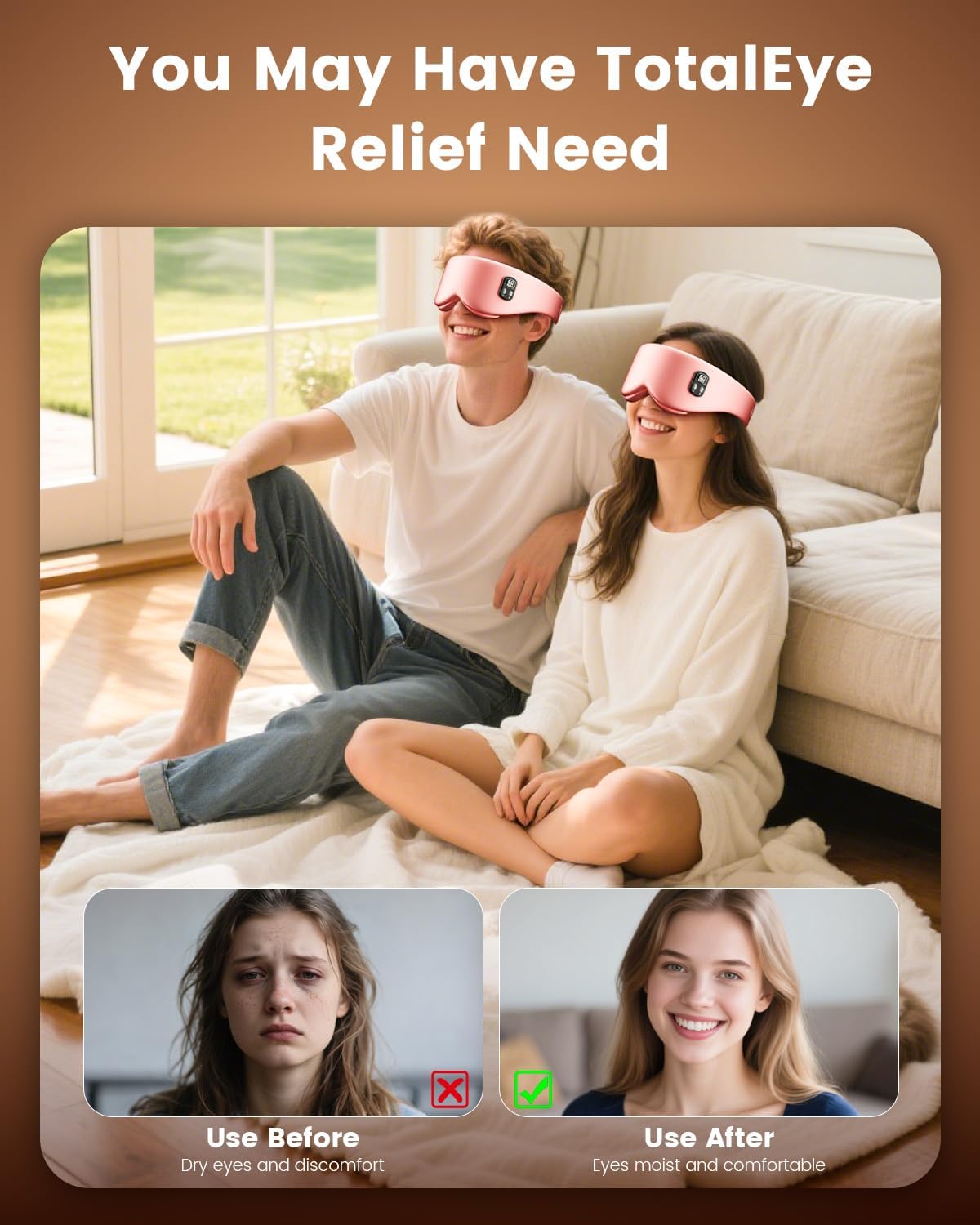 Cordless Heated Eye Mask, 4 Temp Timed Shutdown for Dry Eyes & Sleep Relief