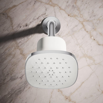 KOHLER 33631-Y-BN Cinq Round Single-Function Filtered Showerhead, Five-Layer Filtration, 2.5 GPM, Full Coverage Spray, Premium Durable Material, Vibrant Brushed Nickel