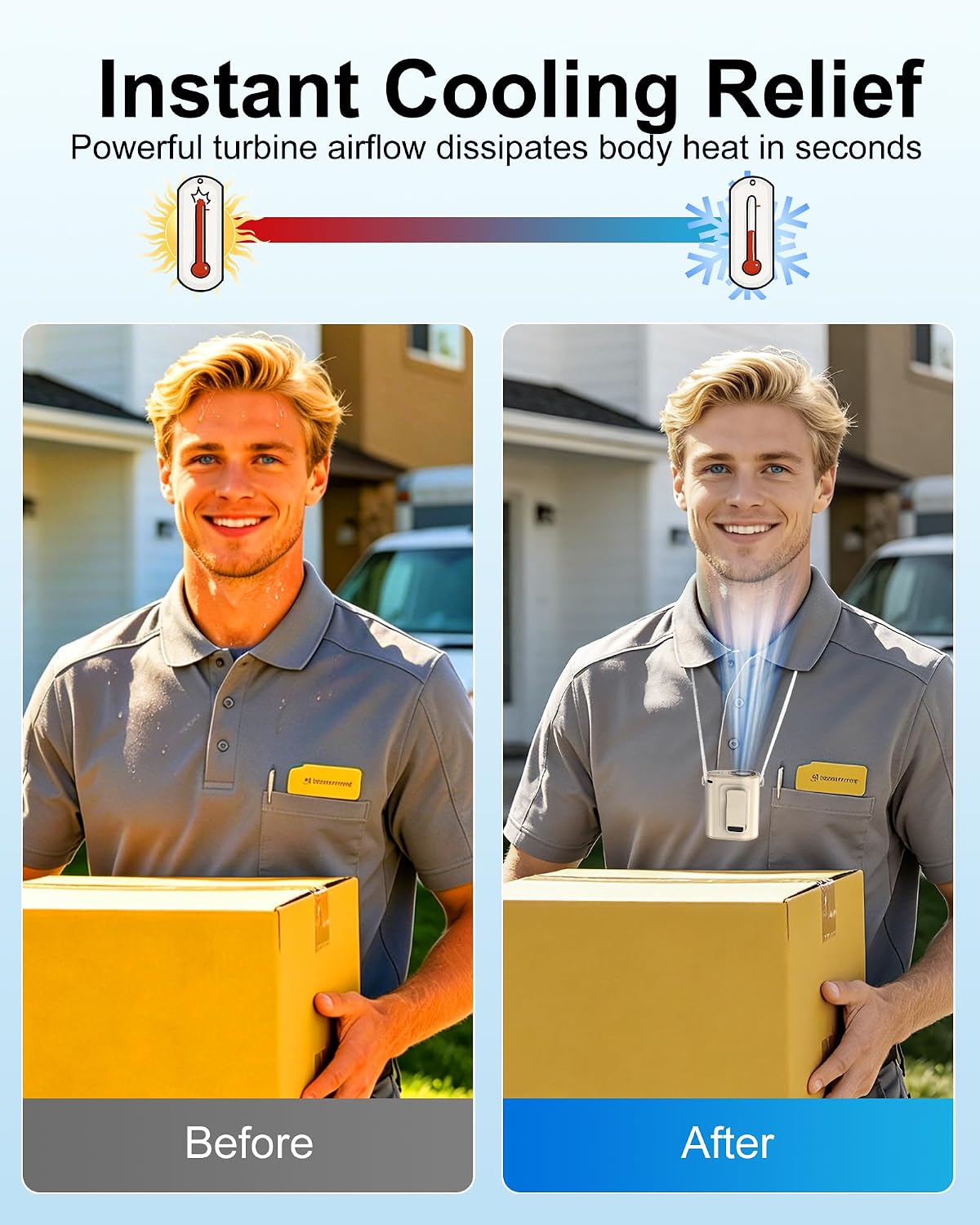 Portable Waist Fan, Ultra Lightweight Wearable Clip On Fan for Shirt, Mini Personal Neck Fan for Travel, Hands Free Belt Fan with Strong Airflow, Rechargeable Small Body Fan for Women & Men