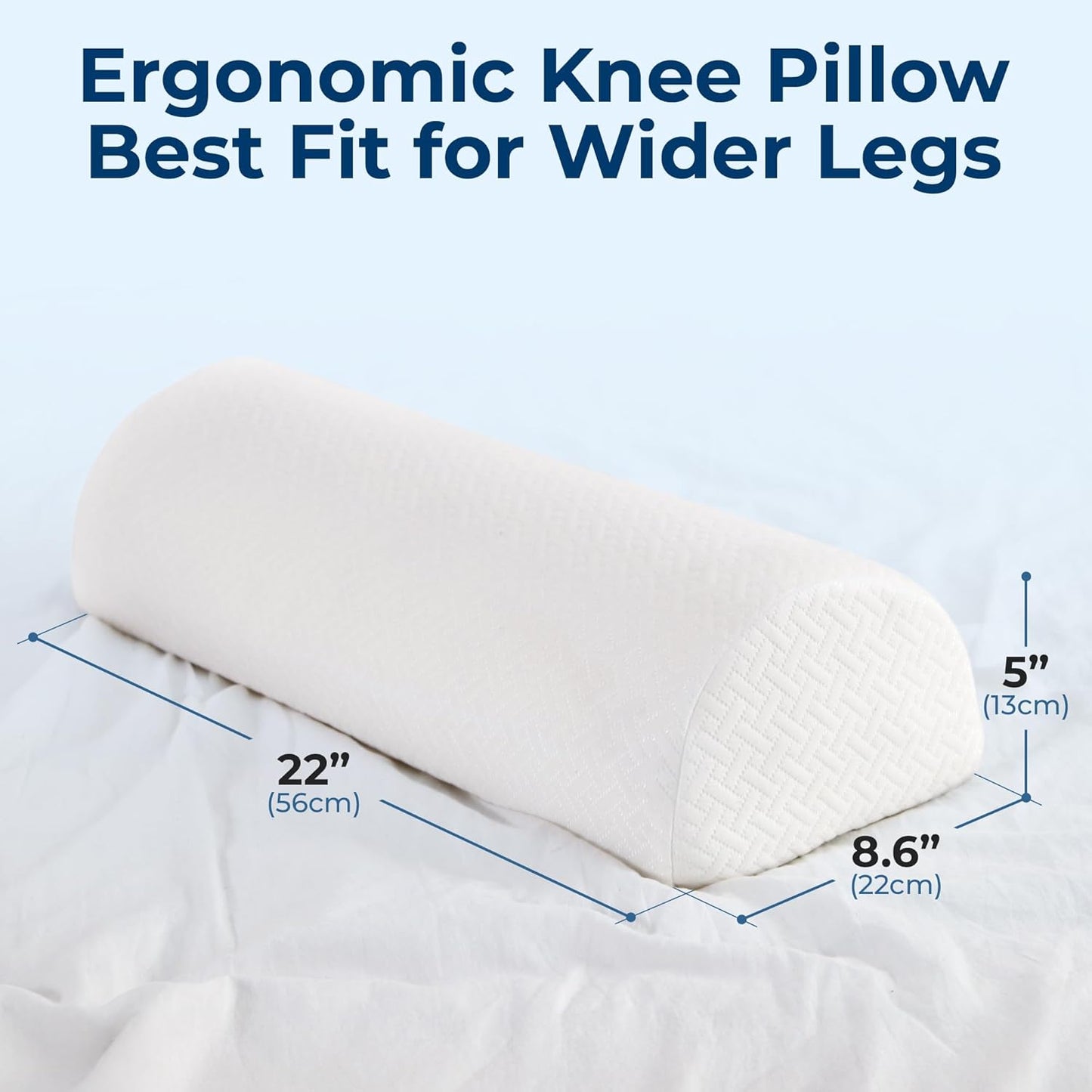 5 STARS UNITED Knee Pillow for Back Sleeping – Half Moon Bolster Pillow for Legs, Under Knee Pillow for Sleeping on Back, Memory Foam Leg Pillow for Back Pain, Gray