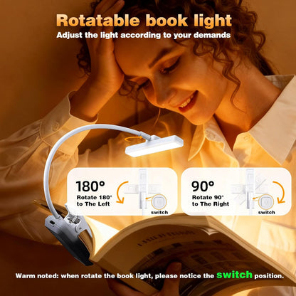 VAVOFO 24 LEDs Rotatable Book Light, Rechargeable Clip Reading Lamp