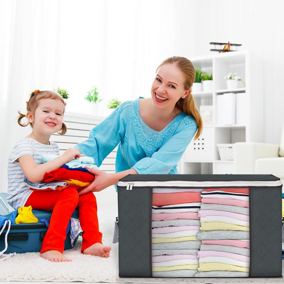 90L Large Storage Bags, Clothes Storage Bins Closet Organizers