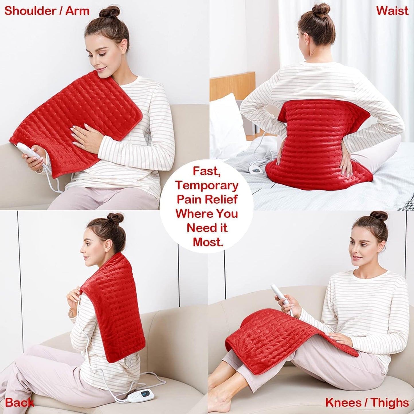 Deepsoon Heating Pad,Electric Heating Pads for Back,Neck,Moist Heating Pad for Abdomen Shoulder Knee Legs,Dry/Moist Heat&Auto Shut Off,Fathers Day Dad Gifts for Men Birthday,Light Gray,24x12 Inch