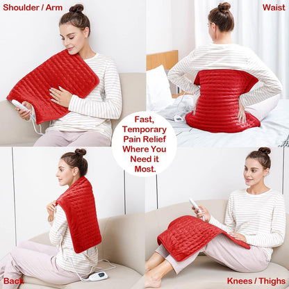 Deepsoon Heating Pad,Electric Heating Pads for Back,Neck,Moist Heating Pad for Abdomen Shoulder Knee Legs,Dry/Moist Heat&Auto Shut Off,Fathers Day Dad Gifts for Men Birthday,Light Gray,24x12 Inch