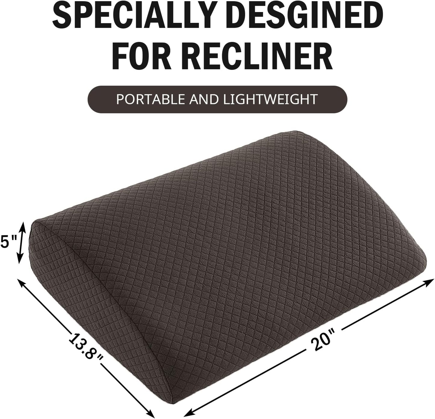 HOMBYS Lumbar Support Pillow for Recliner Chair, Memory Foam Back Support Cushion for Elderly,Extra Large Lumbar Support Pillow,Thick Backrest for Home Reading (Grey, 20“x13.5"x5")