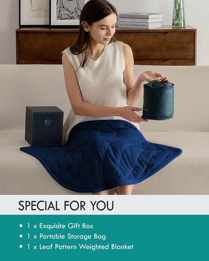 Kaisa Weighted Lap Blanket 7 lbs 41" x 53", Cozy Luxury Crystal Velvet Small Weighted Blanket for Adults, Portable Travel Weighted Blanket for Relaxation, All-Season Blanket, Machine Washable, Green