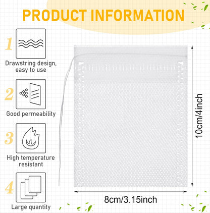 1000 Pcs Disposable Tea Bags Bulk for Loose Leaf Tea Drawstring Empty Coffee Sachets Filter Infuser Strainers for Coffee Spice Christmas Herbs Gift (2.75 X 3.54 Inch)