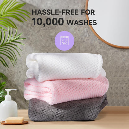 Umisleep 2 Pack Microfiber Hair Towel Wrap for Women, 400 GSM Thick & Soft Hair Drying Towels, Super Absorbent Hair Turban with Button Loop for Curly, Wavy & Wet Hair (Grey, White)