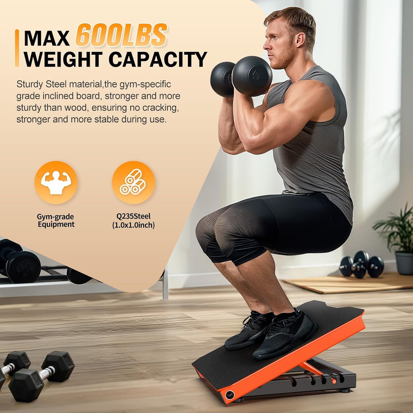 Naitesen Steel Slant Board Calf Stretcher for Squat 600lbs Weight Capacity Adjustable Incline Balance Board for Relieving Plantar Fasciitis Achilles Tendonitis Muscle Injuries Home Gym or Commercial