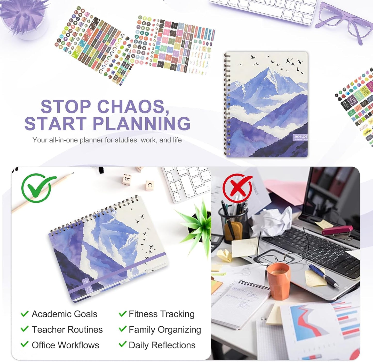 Planner 2026-2027, Weekly and Monthly Calendar Planner, JUL 2026 - JUN 2027 | Academic Year, Daily Agenda Book, A5(6.3'' x 8.5''), Sprial Bound, Inner Pocket, Office School Use