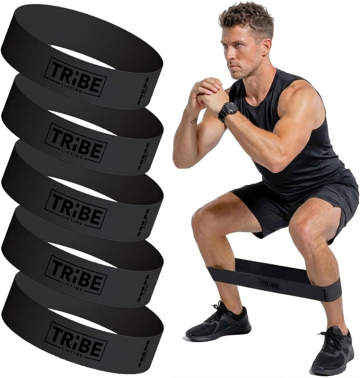 Fabric Resistance Bands for Working Out, 5-Band Set for Legs and Glutes