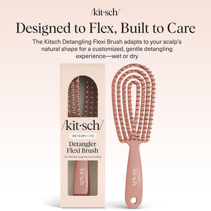 Kitsch Hair Brush Detangler – Flexi Flow Hair Brush for Women, Men & Kids | Detangling Brushes for Curly Hair with Bendable Frame, Bounce Curl Defining Brush for Wet or Dry Strands - Soft Violet