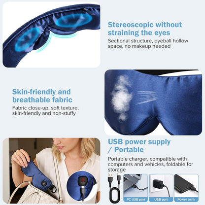 Heated Eye Mask 3 Heat Settings, Cordless Warm Compress with 2 Washable Replacement Covers, Auto Shutoff for Dry Eyes & Eye Strain Home Travel