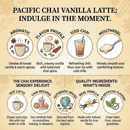 Pacific Chai Spiced Chai Latte Mix, Instant Chai Tea Latte Drink Mix, Gluten Free, Kosher Certified Powder Beverage, Café Style Chai Latte, 3 LB