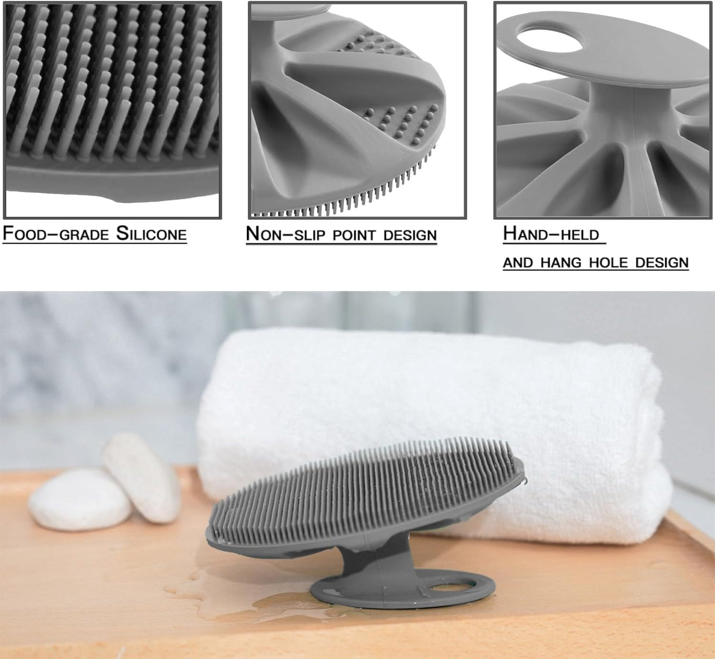 INNERNEED Soft Silicone Body Cleansing Brush Shower Scrubber, Gentle Exfoliating and Massage for All Kinds of Skin (Dark Green)