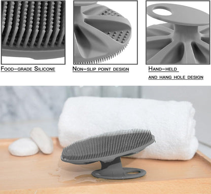 INNERNEED Soft Silicone Body Cleansing Brush Shower Scrubber, Gentle Exfoliating and Massage for All Kinds of Skin (Dark Green)