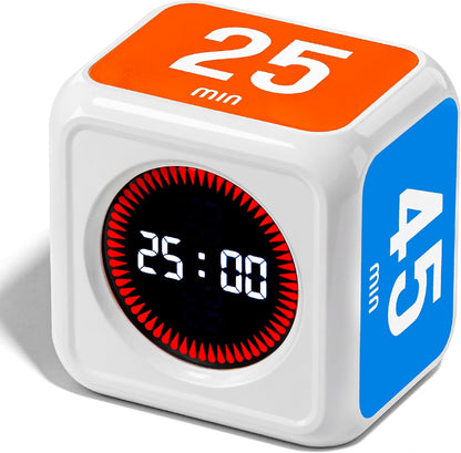 Visual Timer for Kids & Adults – Pomodoro Timer Cube with 5/10/25/45 Min Presets, Custom Visual Countdown & Count Up, Digital Classroom Timer for ADHD, Focus, Study, Work, Rechargeable
