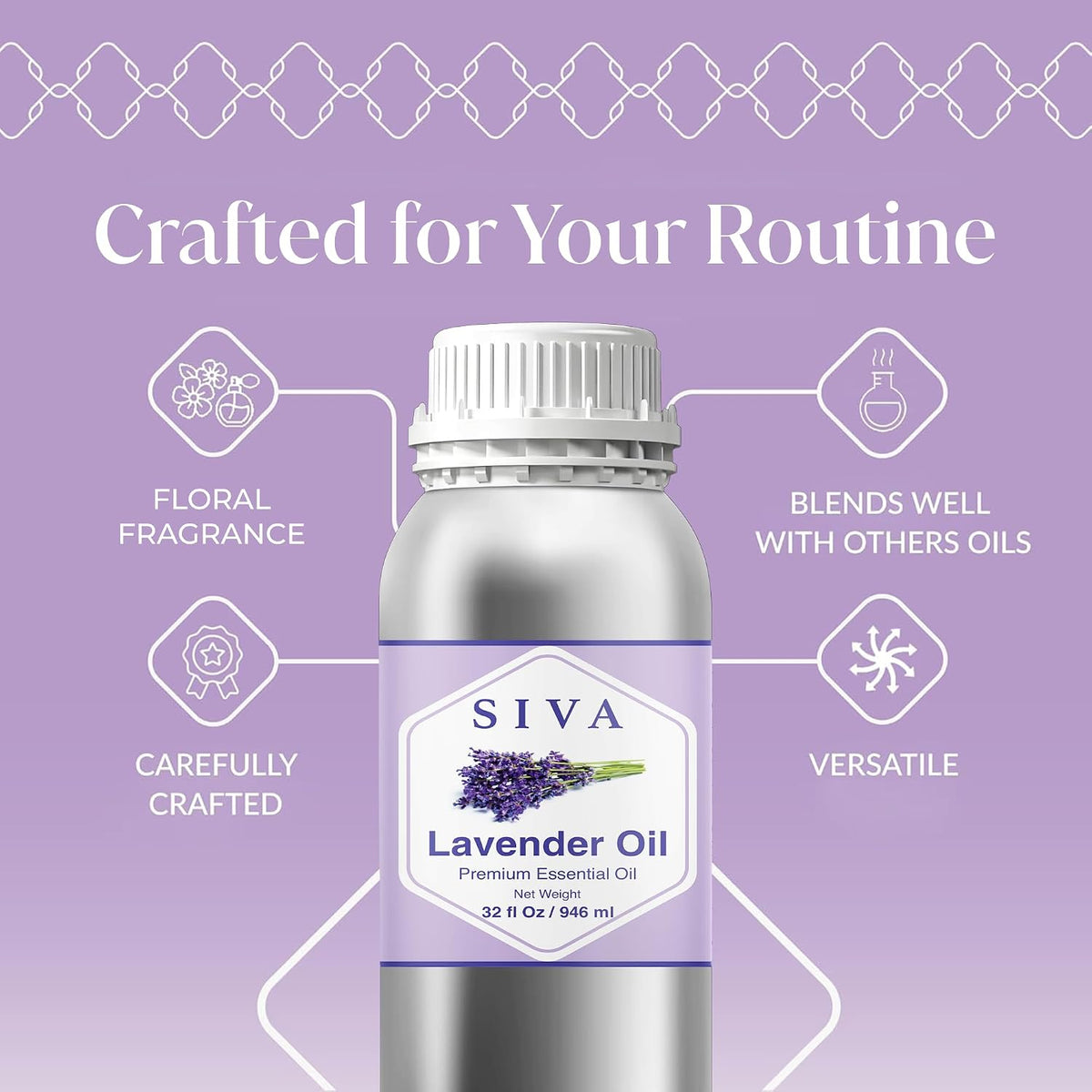 Siva Lavender Essential Oil, Huge Bottle, Large Size, 16 Fl Oz (473 ml)