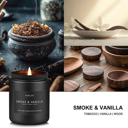 Scented Candles Set | Men Candle Set, Scented Candles for Home, Gifts for Men Aromatherapy Gift Set - 4 Pack Manly Gifts for Dad Fathers Day, Soy Candle of Leather/Smoke & Vanilla/Oak/Lavender