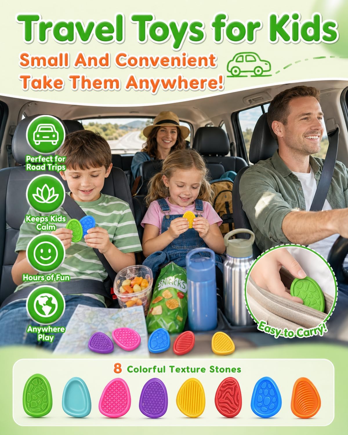 Fidget Toys Sensory Stone for Kids: 24 Pack Textured Worry Stones for Adults - Bulk Fidgets for Classroom Prizes Goodie Bag Stuffers - Quiet ADHD Tools for Autism - Back to School Supplies Gifts