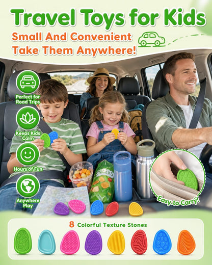 Fidget Toys Sensory Stone for Kids: 24 Pack Textured Worry Stones for Adults - Bulk Fidgets for Classroom Prizes Goodie Bag Stuffers - Quiet ADHD Tools for Autism - Back to School Supplies Gifts