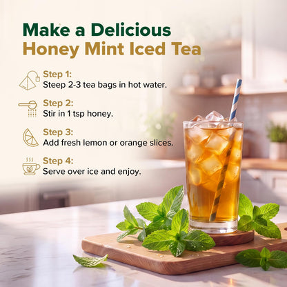 VAHDAM, Pure Mint Herbal Tea (100 Pyramid Tea Bags) Caffeine Free, Non GMO, Gluten Free | Blend of Spearmint & Peppermint - Sweet & Minty | Resealable Ziplock Pouch