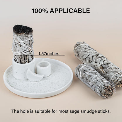 ZenBless Multifunction Incense and Candle Holder for Burning Sage, Palo Santo, Incense Sticks - 5.9" Ceramic Ash Catcher Tray for Meditation Room Home Decor Spritual Gifts (Gold)