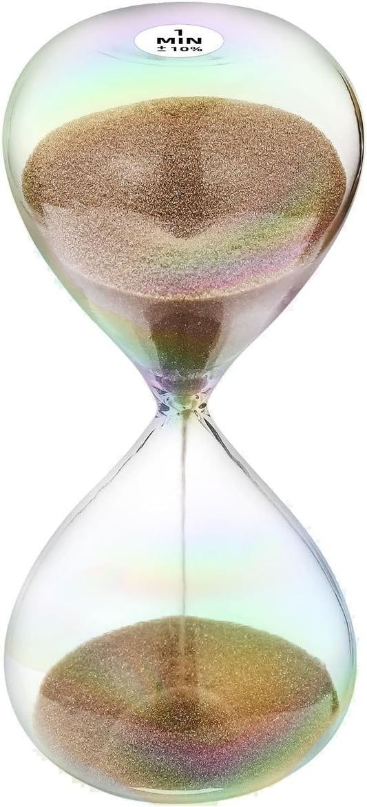 Hourglass 60 Minute Sand Timer Clock with Cocoa Color Sand, Large Sand Watch 60 Min, Reloj de Arena 60 Minuto, Simple Biloba Puff 1 Hour Glass Sandglass, for Desk, Office Decorative