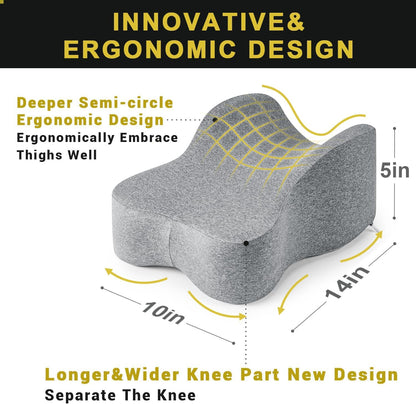 Long Knee Pillow for Side Sleepers Separates Full Thighs for Alignment | Memory Foam Leg Pillow for Knees,Hips, Back Pain Relief When Side Sleeping Spine Alignment Support for Knee Surgery Recovery