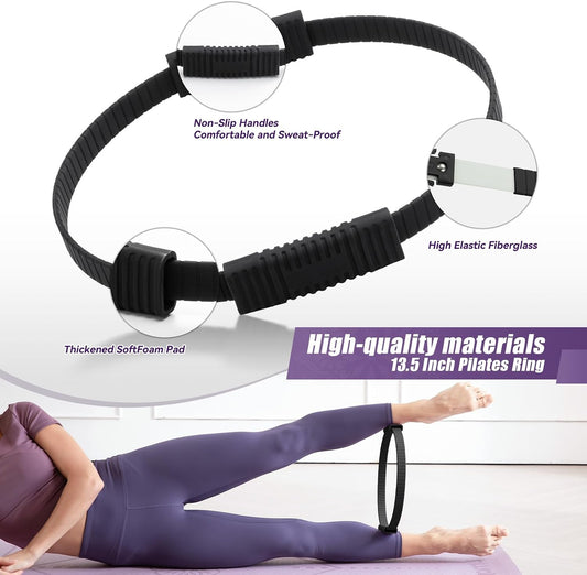 Krightlink Pilates Ring Circle, 14" Magic Circle Pilates Rings for Focusing on Toning Inner Thighs, Arms, and Core, Fitness Exercise Ring Workout Ring for Yoga and Pilates