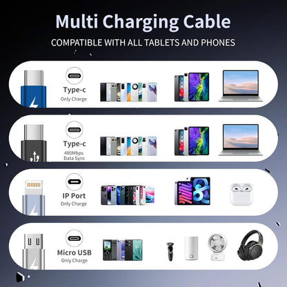 4 in 1 Multi Charging Cable, 5FT Charging Cords for Multiple Devices
