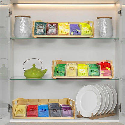 ZAVOOS 3 Tier Tea Bag Organizer with Acrylic Divider, 15 Compartments