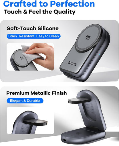 25W 3-in-1 Wireless Charging Station, Foldable MagSafe Charger