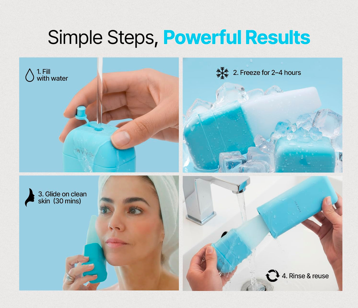 ICE FACE by CAAM BEAUTY | Facial Cryotherapy Roller for “Face & Neck | No-Drip Silicone | Depuff, Firm & Tone | Patented | Designed by Carolina Reyes