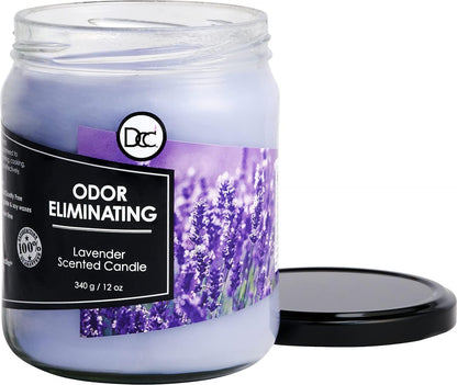 Vanilla Bean Odor Eliminating Highly Fragranced Candle - Eliminates 95% of Pet, Smoke, Food, and Other Smells Quickly - Up to 80 Hour Burn time - 12 Ounce Premium Soy Blend - Colors A