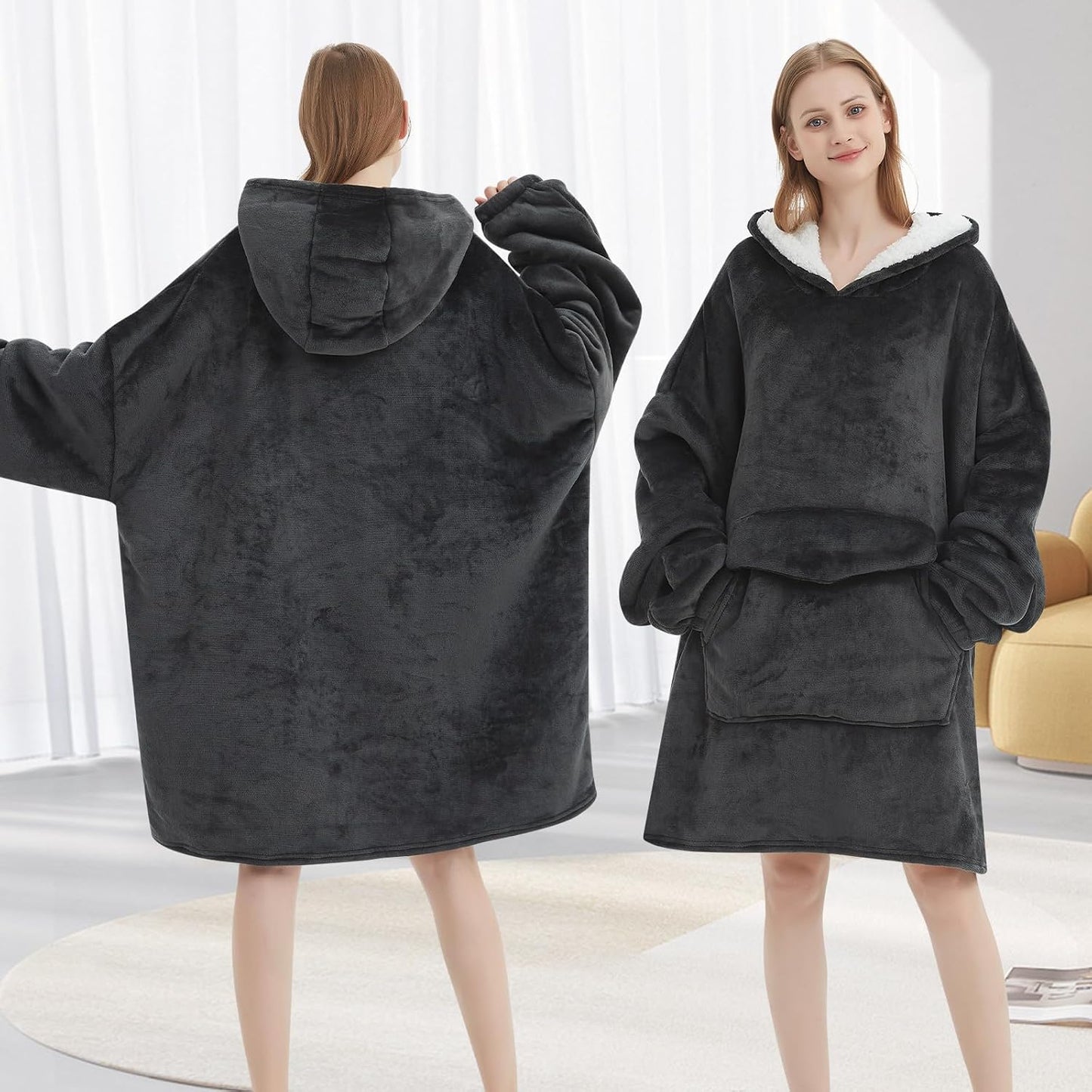 Fiosnow Sun and Moon Blanket Hoodies for Women and Men Adult Oversize Wearable Blanket Hoodies for Soft and Warm
