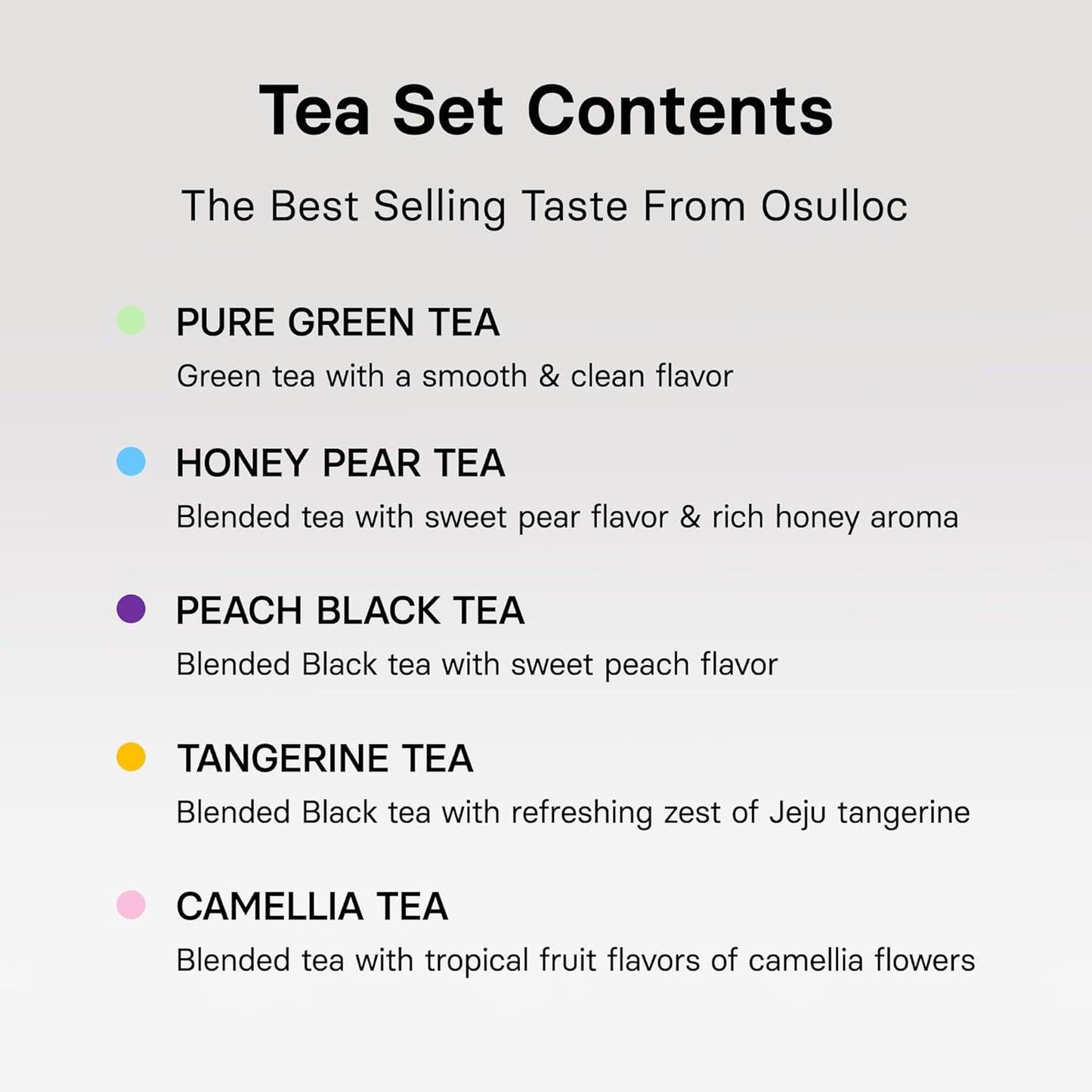 OSULLOC Premium Tea Collection (40 count, 10 flavors x 4 ea), Self Care Sampler Gift Box Variety Pack, Premium Organic Pure & Blended Tea from Jeju