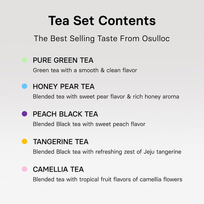 OSULLOC Premium Tea Collection (40 count, 10 flavors x 4 ea), Self Care Sampler Gift Box Variety Pack, Premium Organic Pure & Blended Tea from Jeju