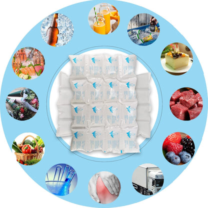 Reusable Ice Packs for Shipping & Coolers Dry Ice for Shipping Frozen Food Cold Pack for Lunch Bags, Long Lasting Cold Ice Pack Sheets for Transport Food (10 Sheets x 16 Cells)