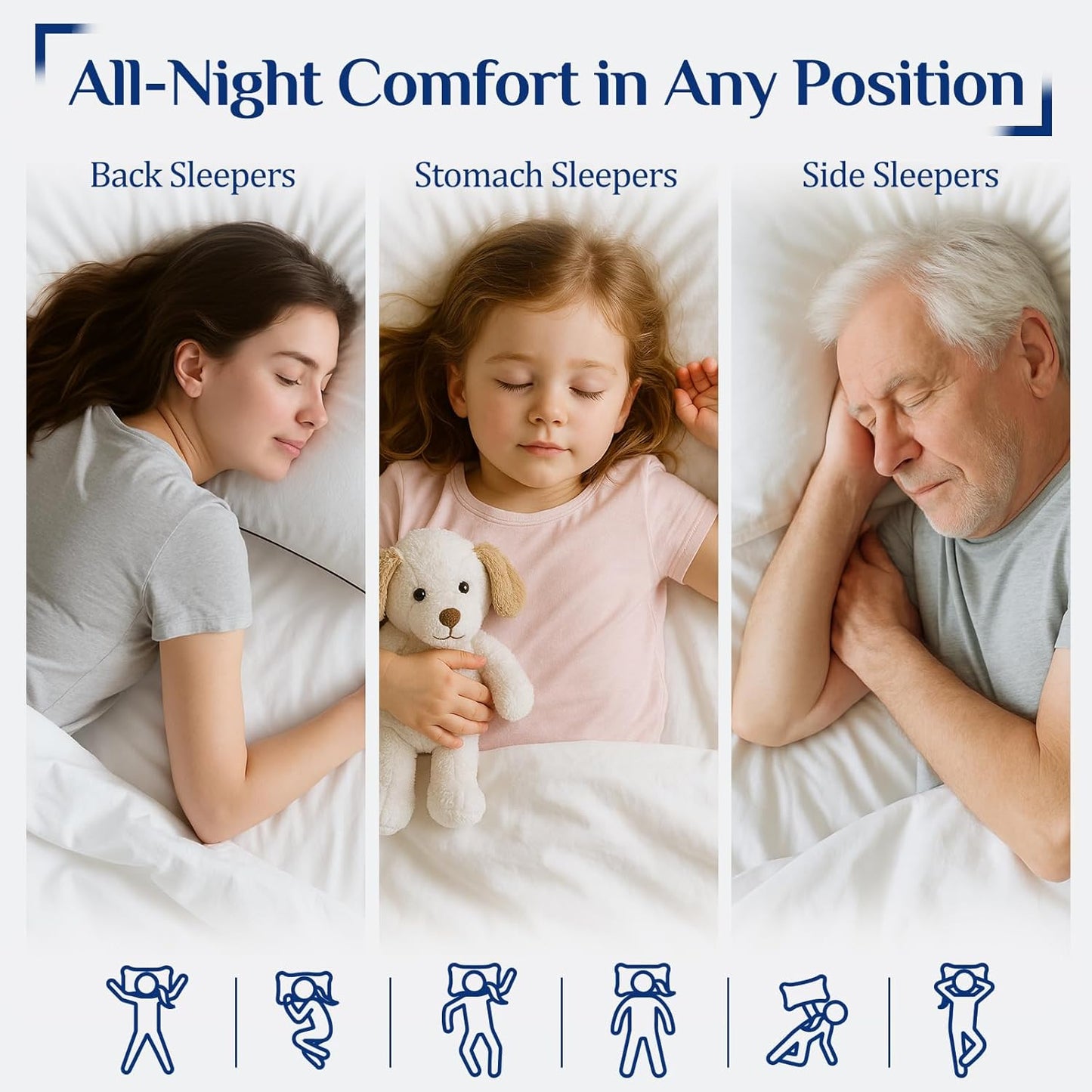 JOLLYVOGUE Pillows Standard Size Set of 2, Cooling and Supportive Pillows Full Size Set of 2 for Side and Back Sleepers, Down Alternative Hotel Collection Sleeping Pillow