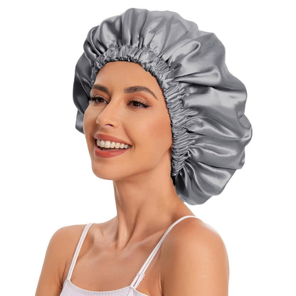 Satin Bonnet Silk Bonnet Hair Bonnet for Sleeping-Slouchy Beanie Hat Satin Sleep Cap for Women's Natural & Curly Hair(Blue Zircon)